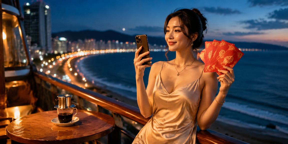 Người chơi nhận phong bì đỏ khuyến mãi tại Mũi Né bên tách cà phê buổi sáng